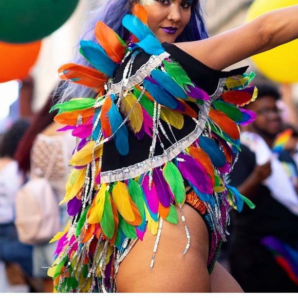 Topshop Multicolor Feather Sequin Cape - Picture 3 of 11